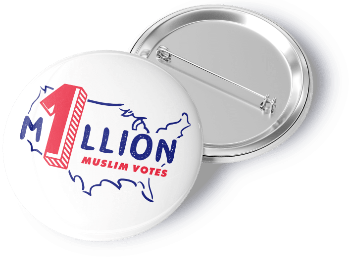 Million Muslim Votes campaign buttons